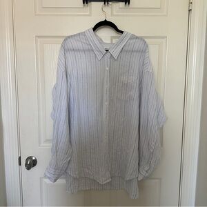 Wilfred White Shirt with Blue Pinstripes